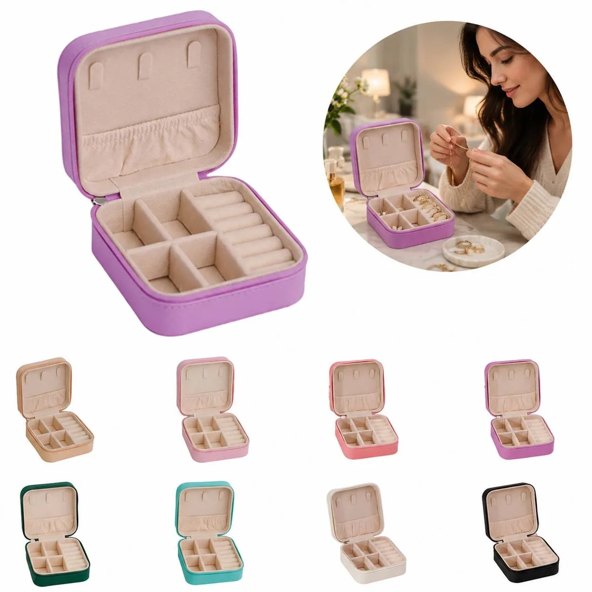 Portable Zipper Jewelry Organizer Box for Travel 2