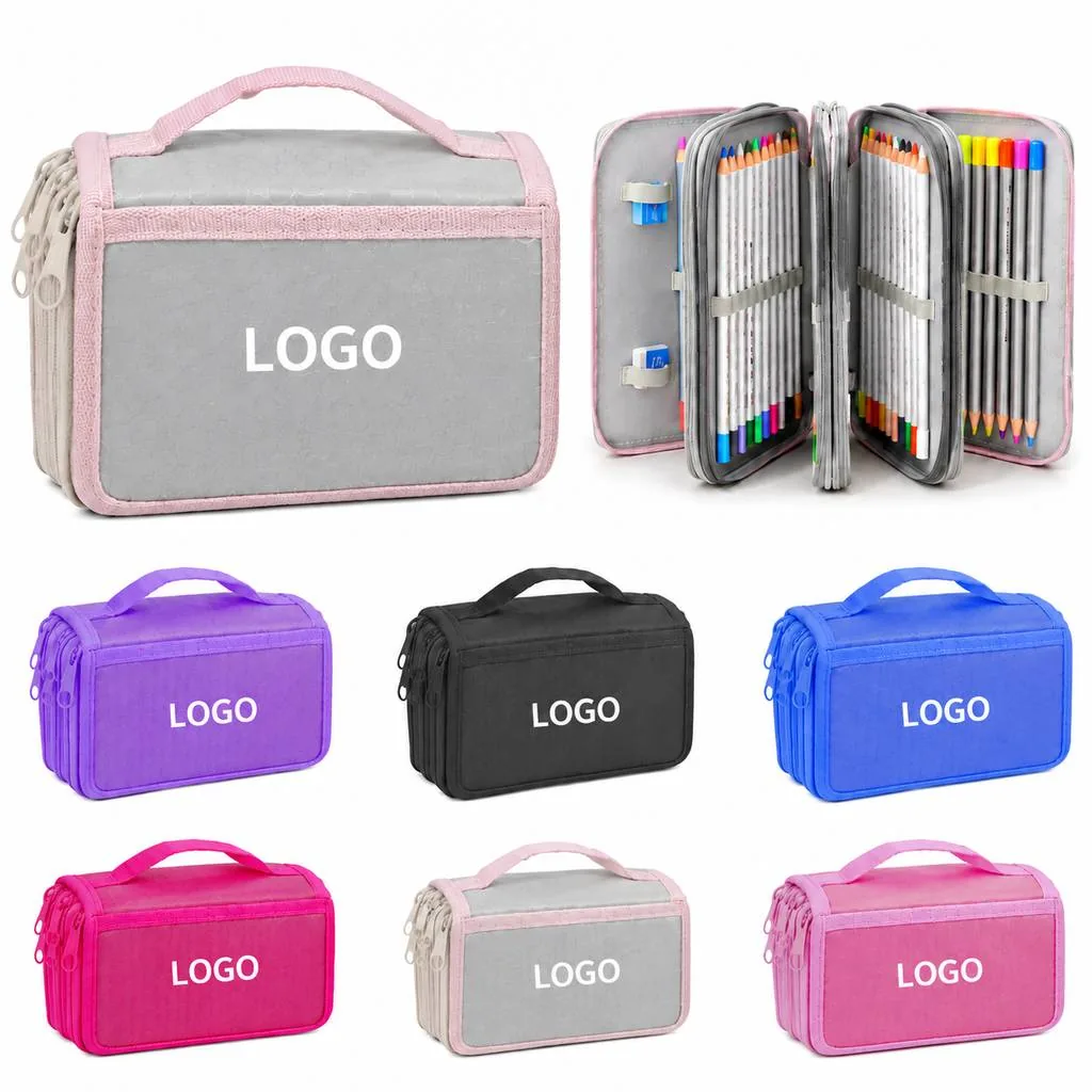 Portable Color Pencil Organizer Case with Elastic Loops