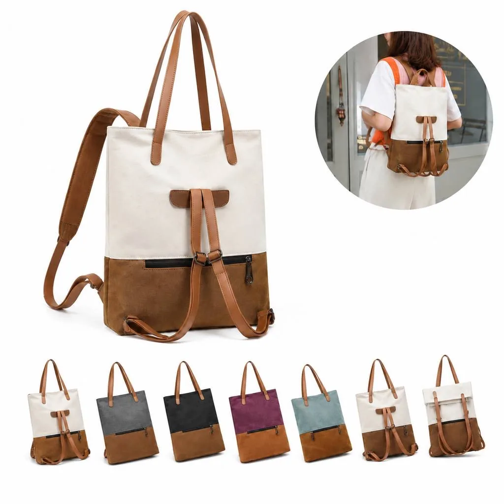 Canvas Striped Shoulder Bag with Adjustable Strap 2