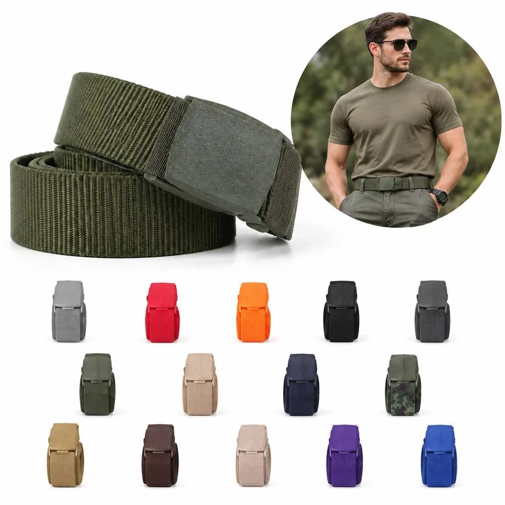 Men's Camo Nylon Belt Adjustable Buckle Casual Outdoor 2