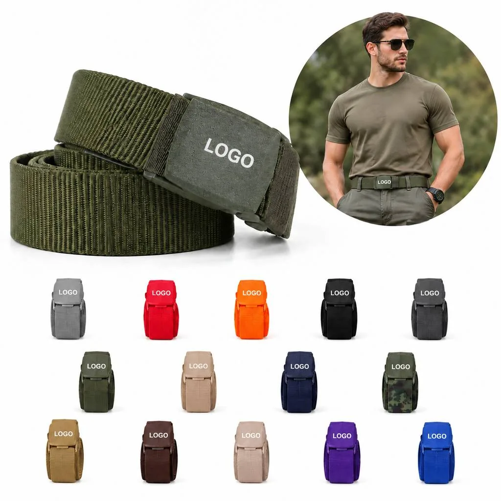 Men's Camo Nylon Belt Adjustable Buckle Casual Outdoor