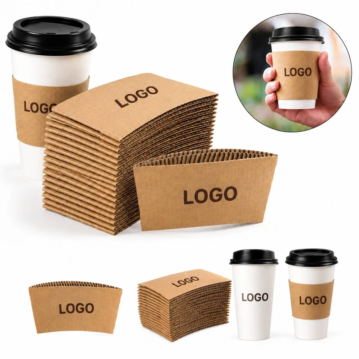 Recyclable Corrugated Cardboard Sleeves for Hot Cups