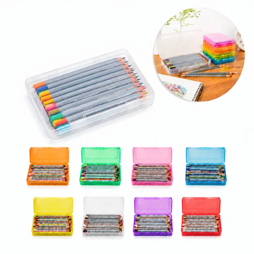 Colorful ABS Pencil Box Set with Assorted Drawing Pencils 2