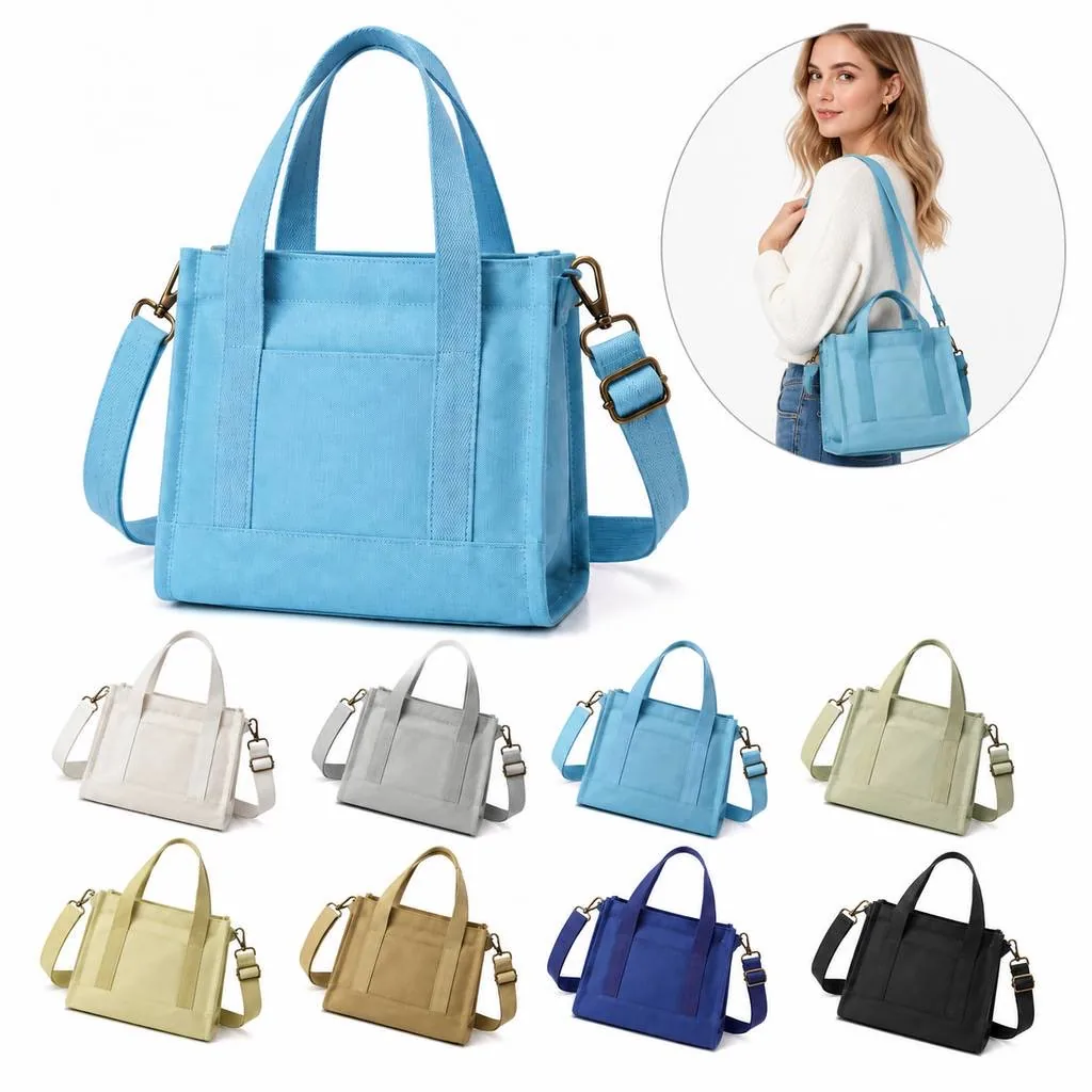Compact Cotton Canvas Mini Carry Tote for Daily Essentials 2
