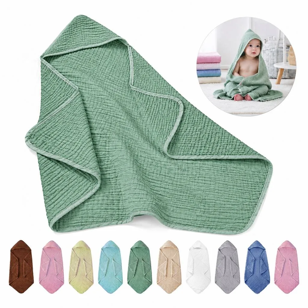 Kids Hooded Gauze Bath Wrap Soft Breathable Towel 2