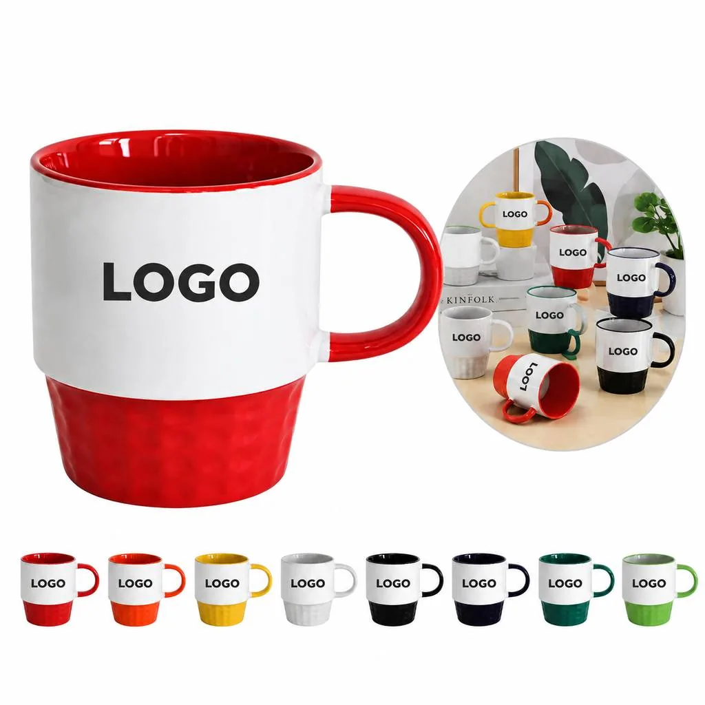Two-Tone Textured Ceramic Mug for Coffee and Tea