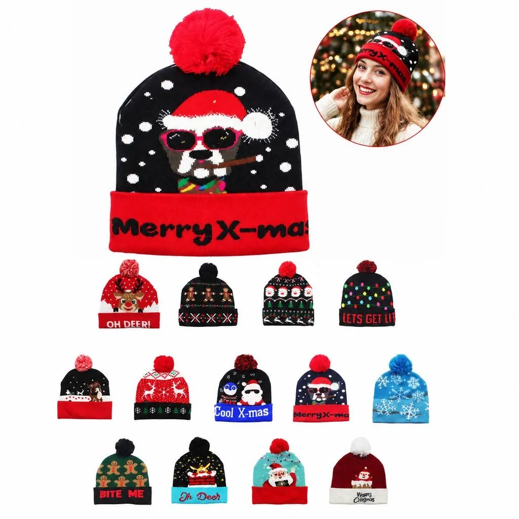 LED Light Knitted Winter Hat for Holiday 2