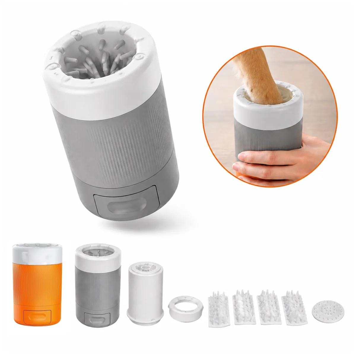 Semi-Automatic Dog Paw Cleaning Cup with Silicone Brush 2
