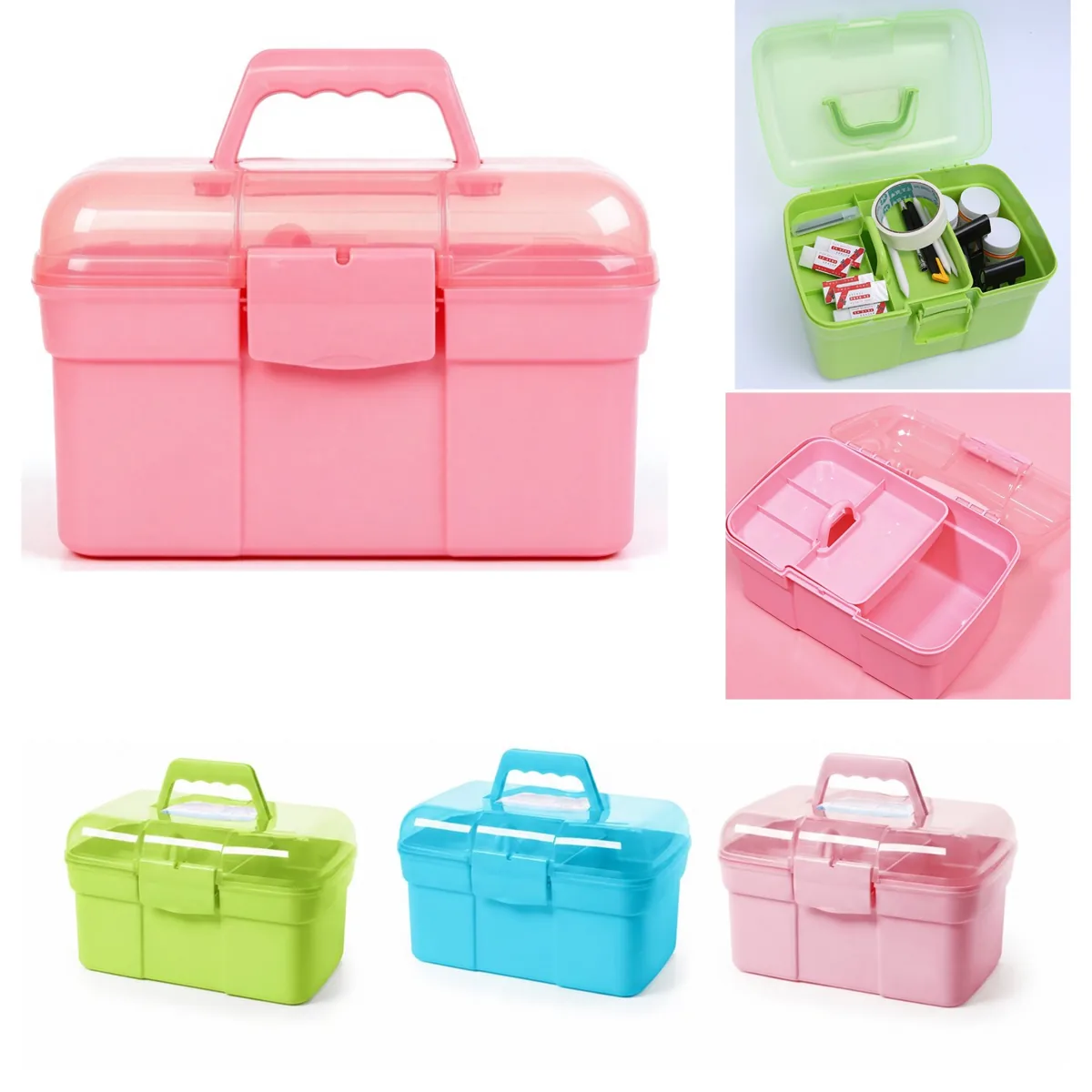 Double-Layer Portable Cosmetic Organizer Box 2