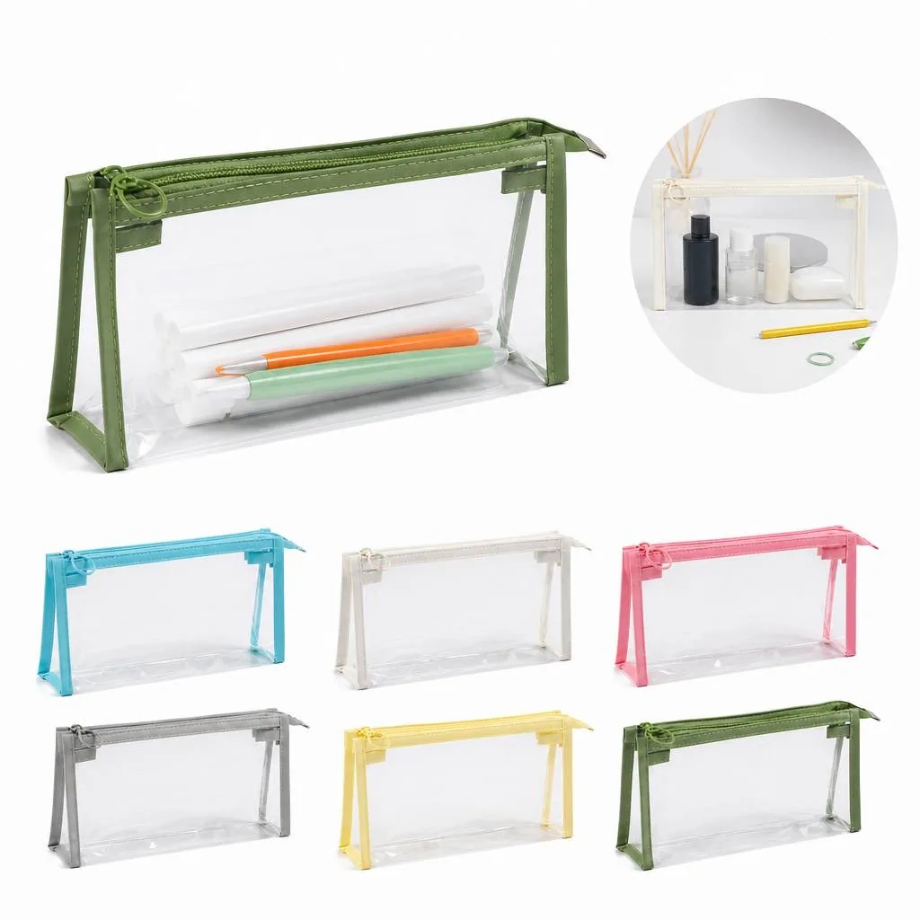 Large Clear PVC Pencil Pouch for School and Office Supplies 2