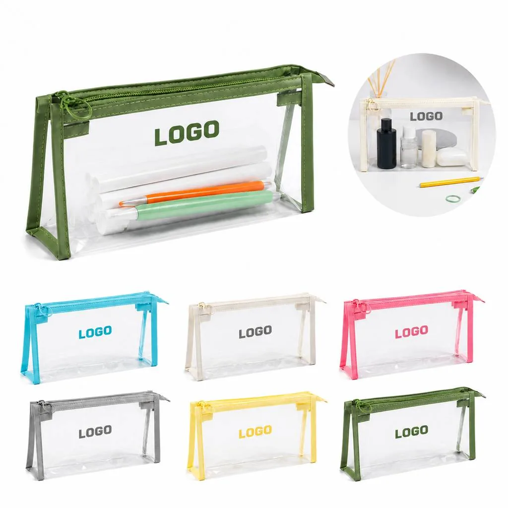 Large Clear PVC Pencil Pouch for School and Office Supplies