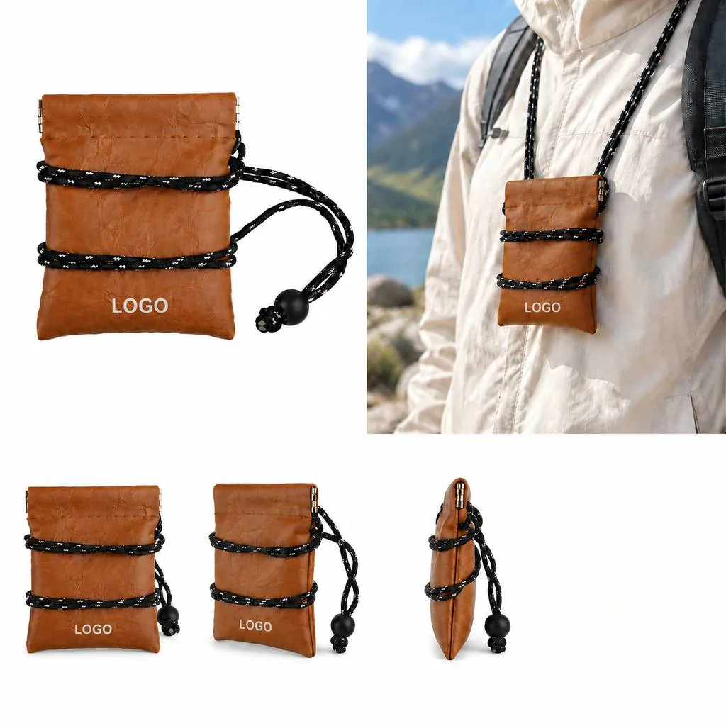 Compact Hanging Rope Wallet Pouch for Cards Cash Keys