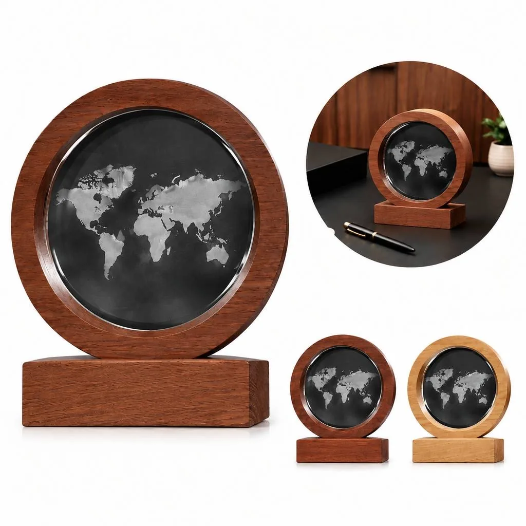 Crystal Award with Solid Wood Base 2