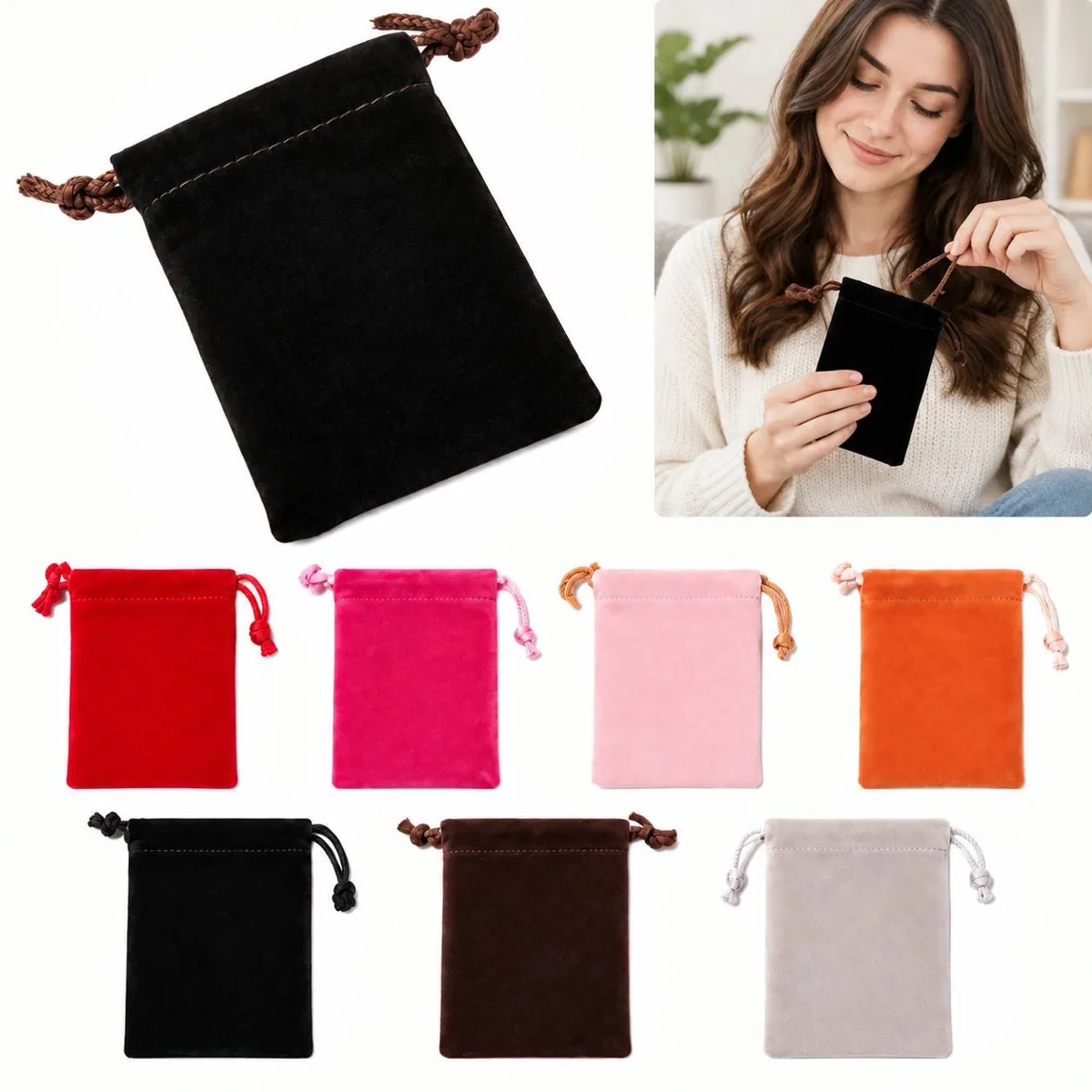 Soft Velvet Drawstring Jewelry Pouch Gift Bag 2