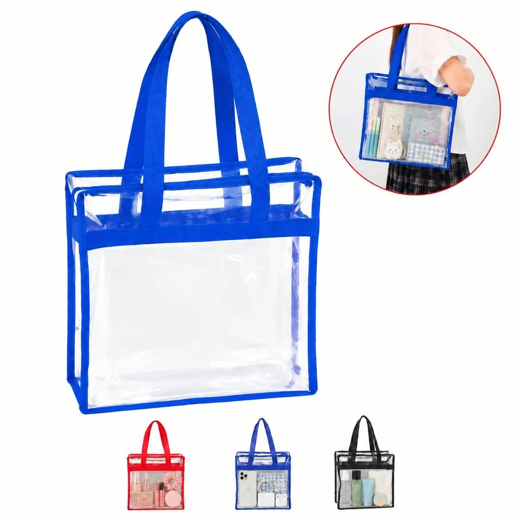 Clear Waterproof PVC Tote Bag with Zipper Closure 2