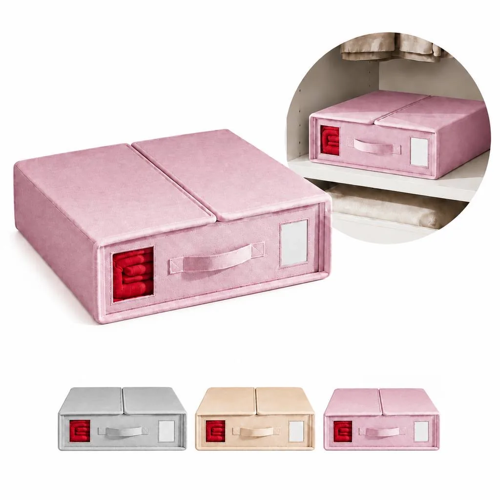 Foldable Bedding Organizer Box Set with Label Windows 2