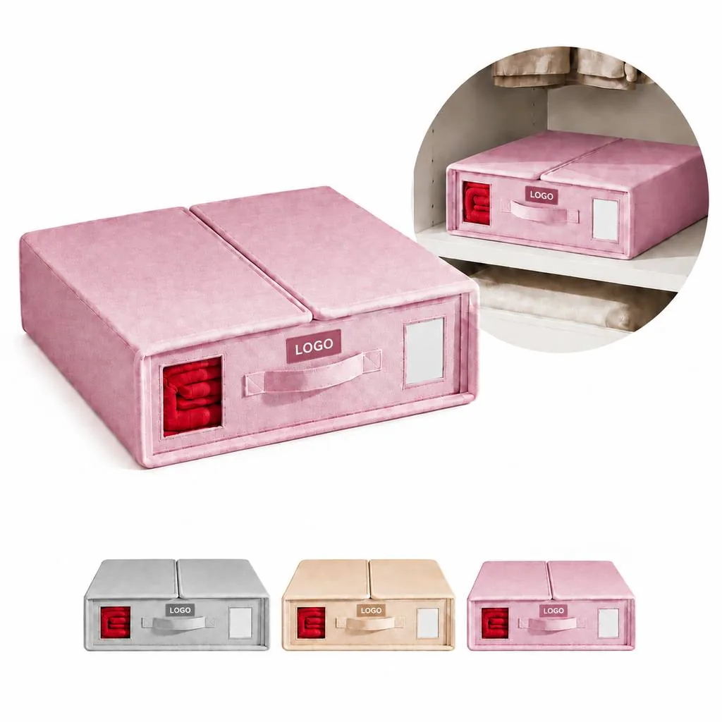 Foldable Bedding Organizer Box Set with Label Windows