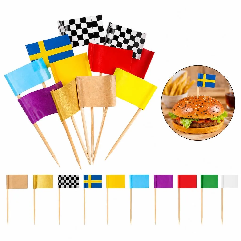 Decorative Bamboo Flag Picks for Cupcakes and Gifts 2