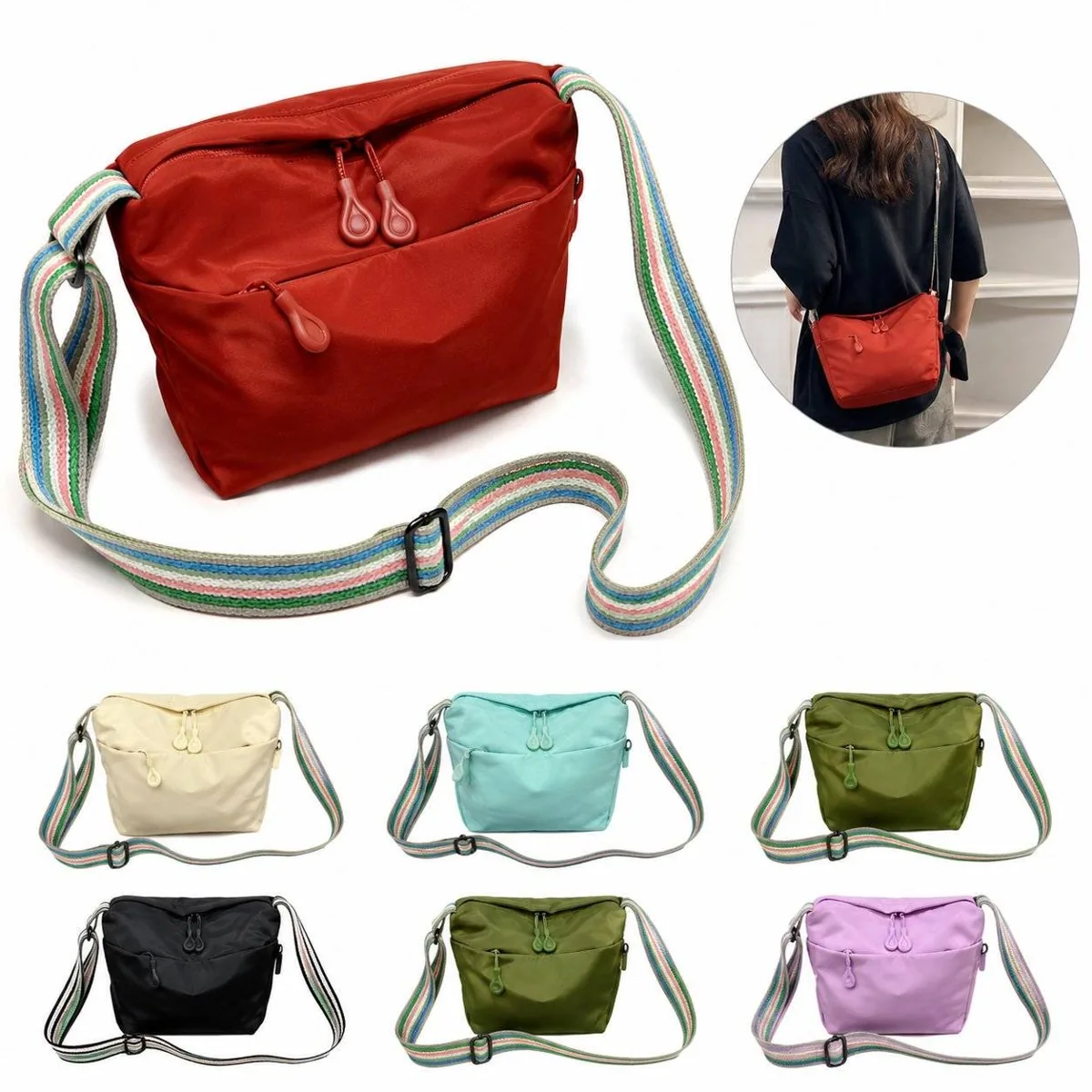 Casual Nylon Crossbody Bag Lightweight Water-Resistant 2