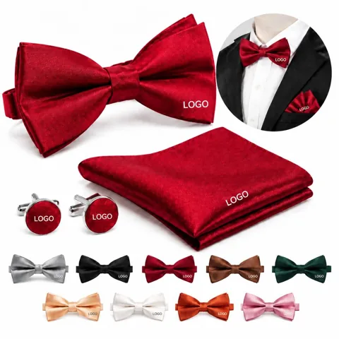Men's Solid Color Pre-Tied Adjustable Bowtie for Formal Wear