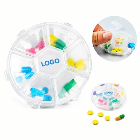 Portable 7-Section Transparent Pill Case Daily Organizer