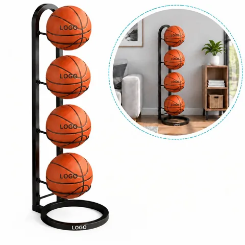 Space-Saving Ball Organizer Rack for Basketballs, Foldable