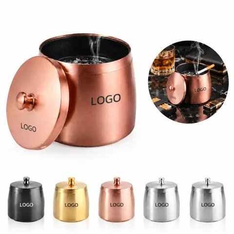 Large Stainless Steel Cigarette Ashtray with Lid