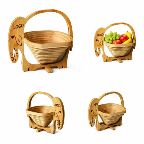 Eco-Friendly Foldable Bamboo Elephant Fruit Basket