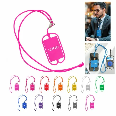 Adjustable Neck Strap Silicone Card Slot for Phone