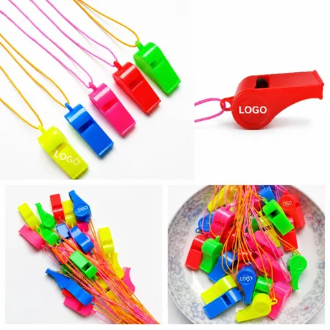 Durable Plastic Whistles with Neck Lanyard for Sports