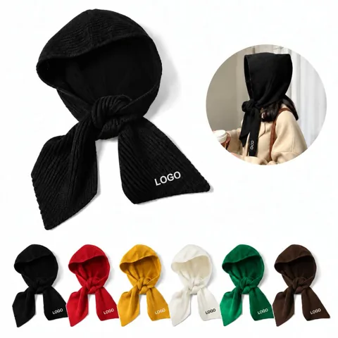 Winter Knitted Hat and Scarf Set with Stretchable Band