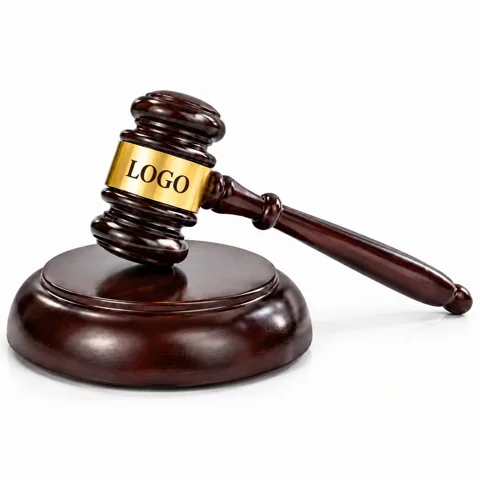 Wooden Judge Gavel and Sound Block Set for Courtroom