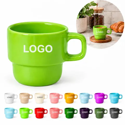 Colorful Stacking Ceramic Mug Set for Coffee Tea