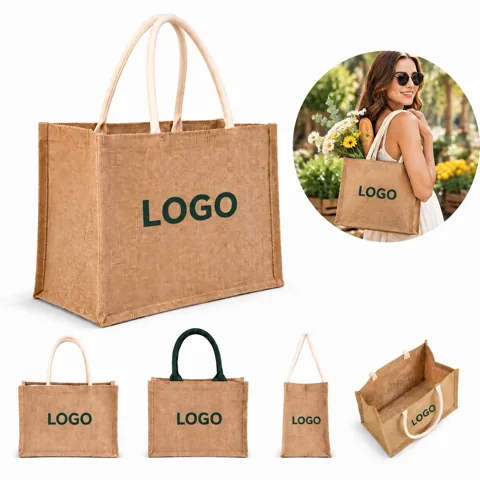 Eco-Friendly Natural Jute Shopping Tote Bag Reusable
