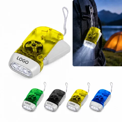 Hand-Cranked LED Flashlight for Emergency and Camping