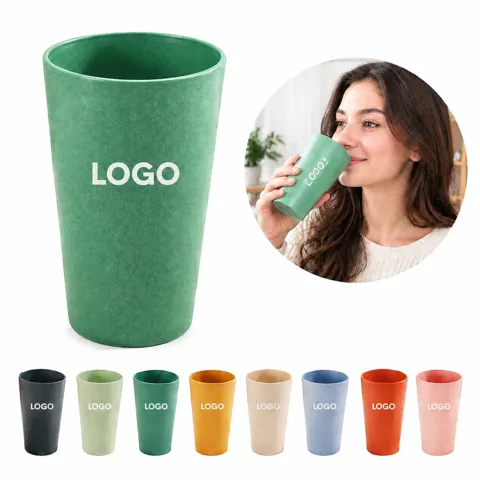 Large Biodegradable Wheat Straw Drinking Cup for Cold Drinks