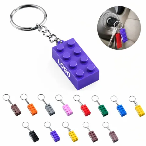 Customizable Interlocking Plastic Block Keychain