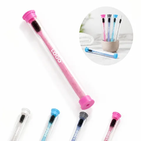 Portable Charcoal Bristle Travel Toothbrush Kit with Case