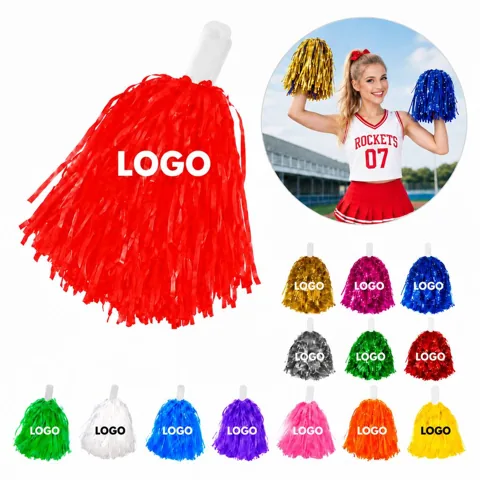 Cheerleading Pom Poms with Plastic Handles for Sports Events