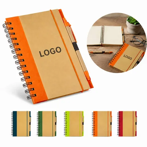 Spiral Notebook with Attached Pen for Note Taking