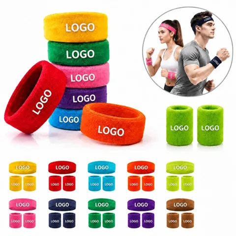 Cotton Sweatband Set with Headband and 2 Wristbands