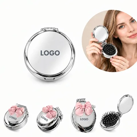 Portable Foldable Hair Brush with Built-in Mirror