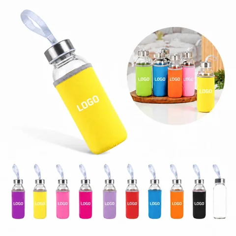 Reusable Leak-Resistant Glass Drinking Bottle with Lid
