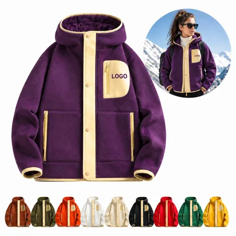 Outdoor Lamb Wool Lined Windproof Coat for Cold Weather