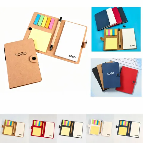 Premium Leather Adhesive Note Set with Cover