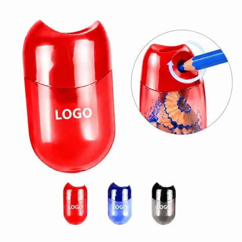 Oval Dual-Hole Manual Pencil Sharpener with Steel Blades