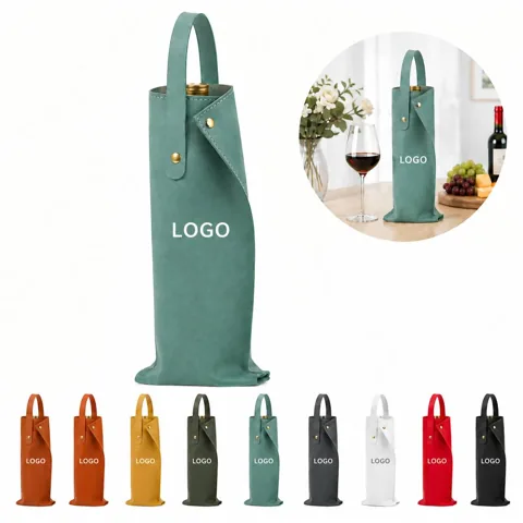 Portable Leather Wine Bottle Holder for Travel and Picnics