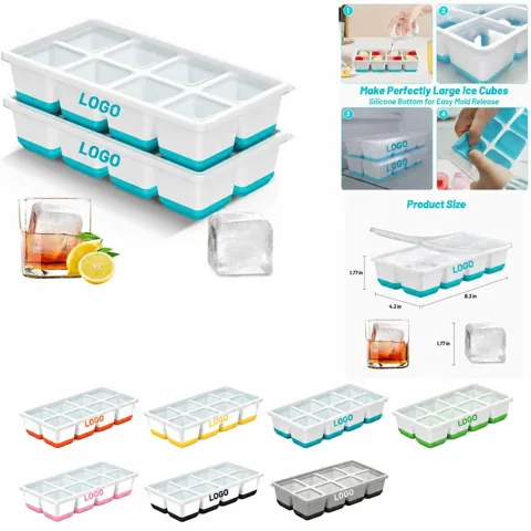 Square Ice Cube and Sphere Silicone Tray with Lid