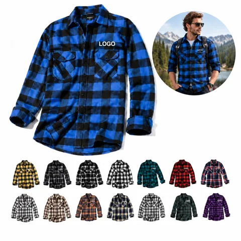 Soft Brushed Cotton Plaid Flannel Shirt for Men