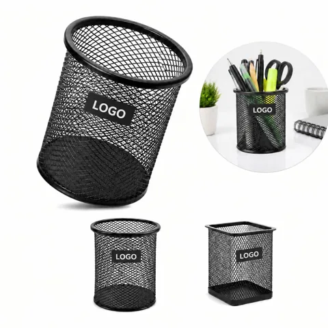Round Metal Pen Holder for Desk Organization
